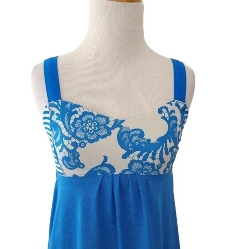 Lululemon Athletica Blue Floral Run Times Workout Tank Top - Picture 4 of 7